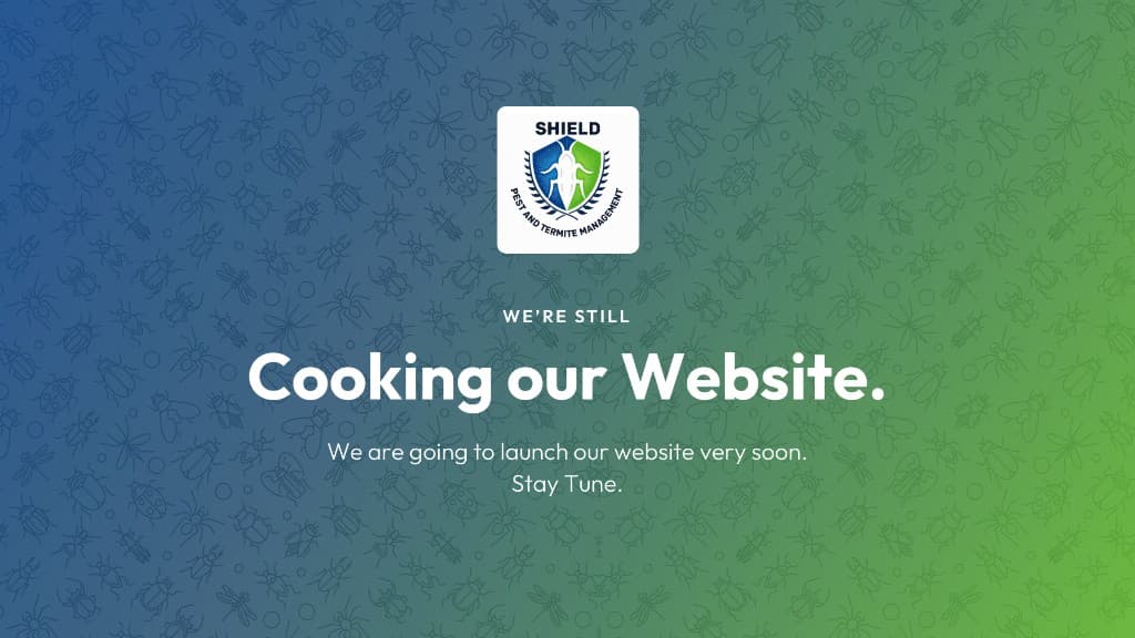 Shield Pest and Termite Management coming soon page. We're still cooking our website. We are going to launch our website very soon. Stay tuned.